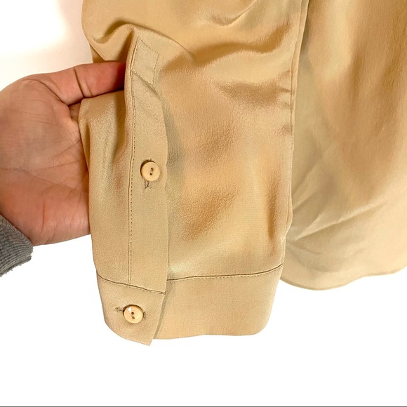 MAX MARA Beige silk long sleeve button down shirt - Picture 5 of 7